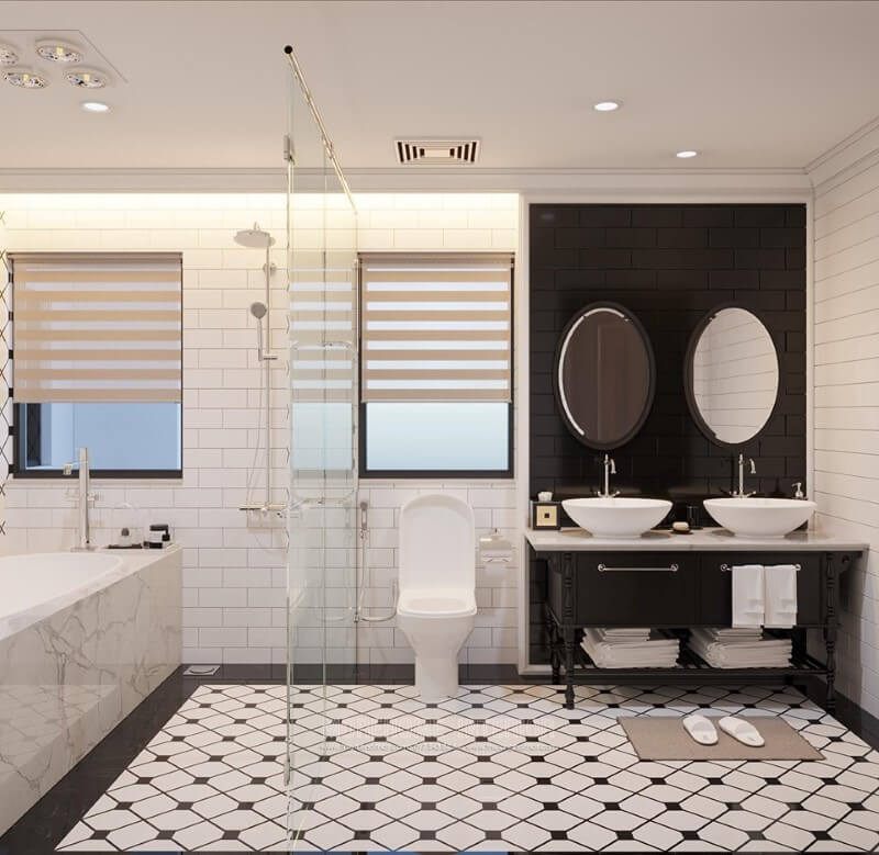 Đá Hàn Quốc cao cấp có màu trắng được sử dụng để ốp mặt bàn lavabo.